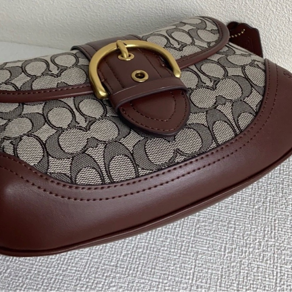 Coach Brown and Tan Signature Shoulder Bag - Picture 10 of 14